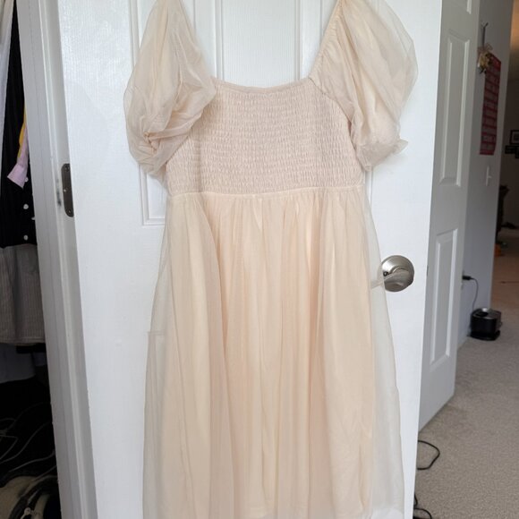 Elena Champagne Puff Sleeve Mini Dress - Picture 5 of 6